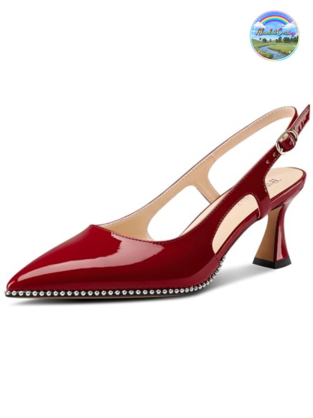 Kitten Heel Pointed Toe Pumps Slip-On Buckle Prom Dress Patent Leather